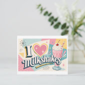 "Ik [Hart] Milkshakes" Briefkaart (Staand voorkant)
