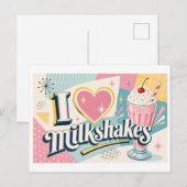 "Ik [Hart] Milkshakes" Briefkaart (Voorkant / Achterkant)