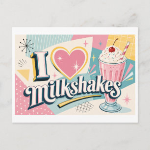 "Ik [Hart] Milkshakes" Briefkaart
