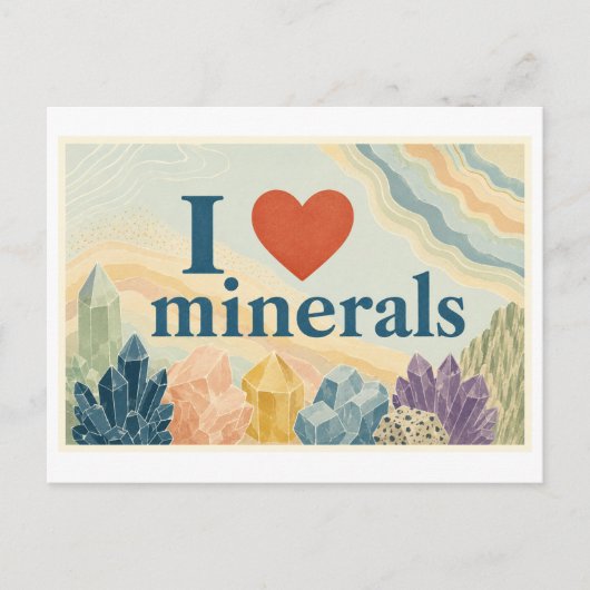 "Ik [Hart] Mineralen" Briefkaart (Voorkant)