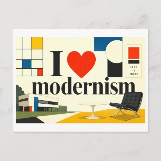 "Ik [Hart] Modernisme" Briefkaart (Voorkant)