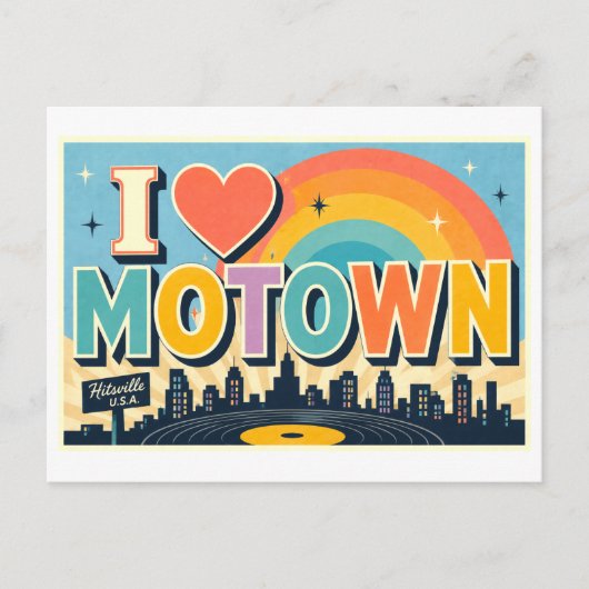 "Ik [Hart] Motown" Briefkaart (Voorkant)