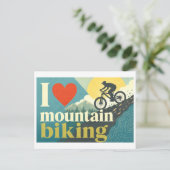"Ik [Hart] Mountainbiken" Briefkaart (Staand voorkant)
