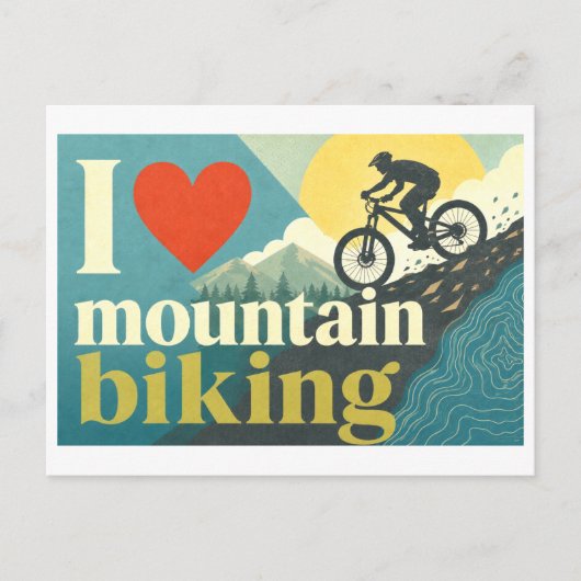 "Ik [Hart] Mountainbiken" Briefkaart (Voorkant)