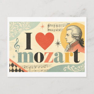 "Ik [Hart] Mozart" Briefkaart
