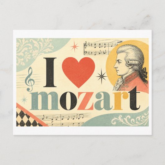 "Ik [Hart] Mozart" Briefkaart (Voorkant)