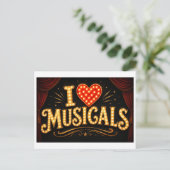 "Ik [Hart] Musicals" Briefkaart (Staand voorkant)