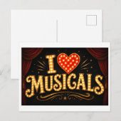 "Ik [Hart] Musicals" Briefkaart (Voorkant / Achterkant)
