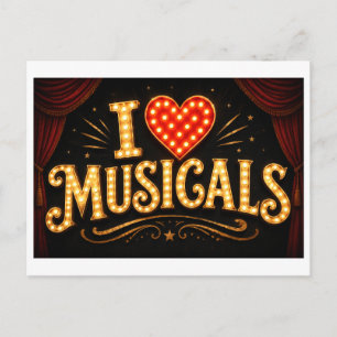 "Ik [Hart] Musicals" Briefkaart