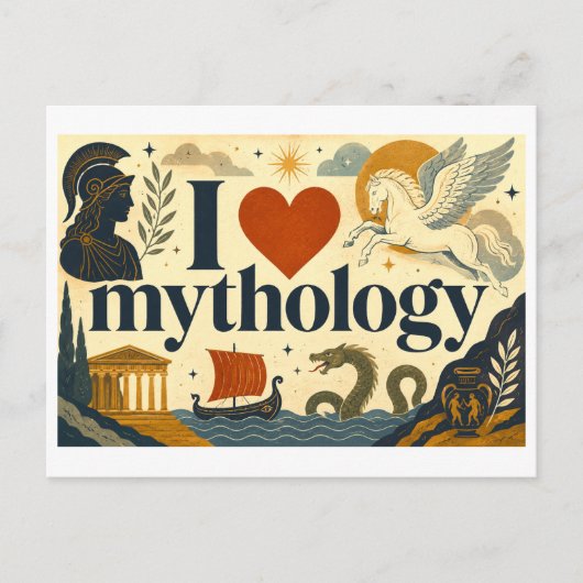 "Ik [Hart] Mythologie" Briefkaart (Voorkant)