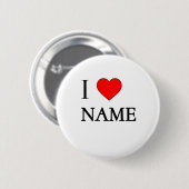 Ik hart Naam (aanpasbaar) Knop Ronde Button 5,7 Cm (Voorkant /achterkant)