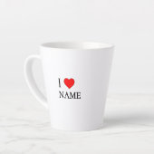 Ik hart naam (aanpasbaar) latte mok (Linkerhoek)