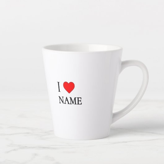 Ik hart naam (aanpasbaar) latte mok (Rechts)