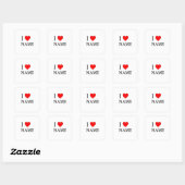 Ik hart naam (aanpasbaar) vierkante sticker (Vel)