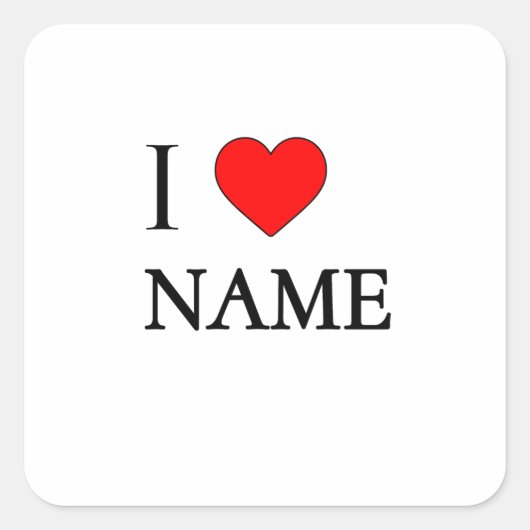 Ik hart naam (aanpasbaar) vierkante sticker (Voorkant)