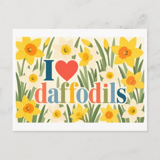 "Ik [Hart] Narcissen" Briefkaart (Voorkant)