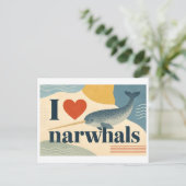 "Ik [Hart] Narwals" Briefkaart (Staand voorkant)