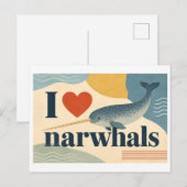 "Ik [Hart] Narwals" Briefkaart (Voorkant / Achterkant)