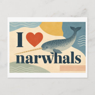 "Ik [Hart] Narwals" Briefkaart