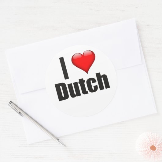 Ik hart Nederlands Ronde Sticker (Envelop)