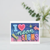 "Ik [Hart] Neon Borden" Briefkaart (Staand voorkant)