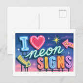"Ik [Hart] Neon Borden" Briefkaart (Voorkant / Achterkant)