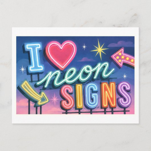 "Ik [Hart] Neon Borden" Briefkaart (Voorkant)