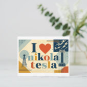 "Ik [Hart] Nikola Tesla" Briefkaart (Staand voorkant)