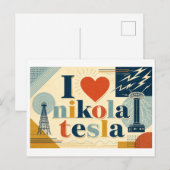 "Ik [Hart] Nikola Tesla" Briefkaart (Voorkant / Achterkant)
