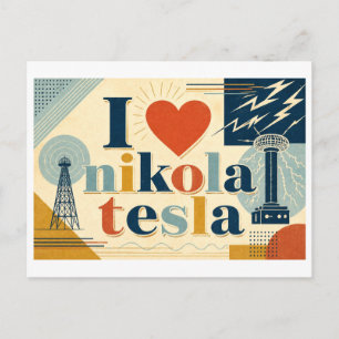 "Ik [Hart] Nikola Tesla" Briefkaart