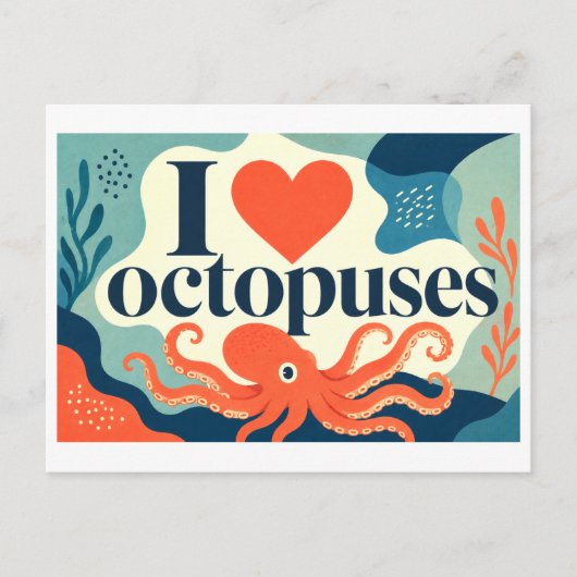 "Ik [Hart] Octopussen" Briefkaart (Voorkant)