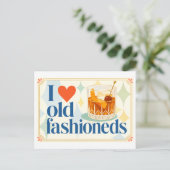 "Ik [Hart] Old Fashioneds" Briefkaart (Staand voorkant)