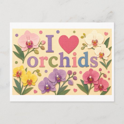 "Ik [Hart] Orchideeën" Briefkaart (Voorkant)