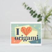 "Ik [Hart] Origami" Briefkaart (Staand voorkant)