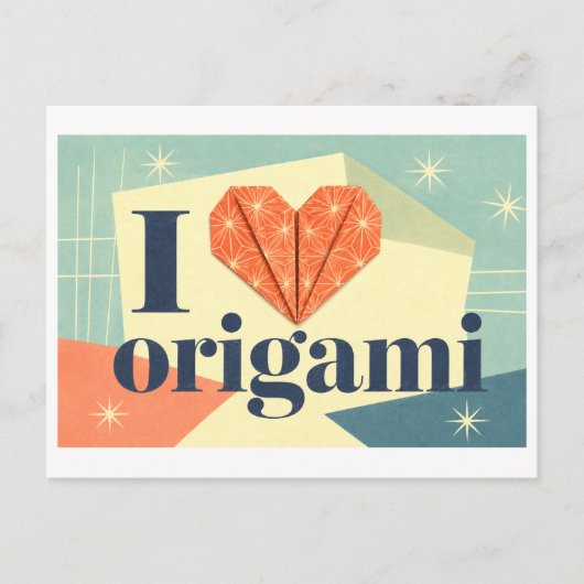 "Ik [Hart] Origami" Briefkaart (Voorkant)