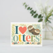 "Ik [Hart] Otters" Briefkaart (Staand voorkant)