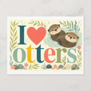 "Ik [Hart] Otters" Briefkaart