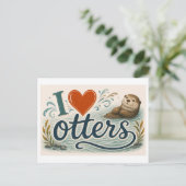 "Ik [Hart] Otters" Briefkaart (Staand voorkant)