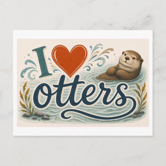 "Ik [Hart] Otters" Briefkaart (Voorkant)
