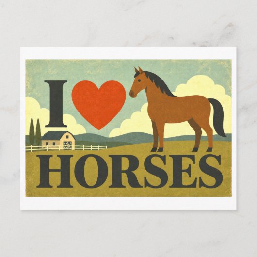 "Ik [Hart] Paarden" Briefkaart (Voorkant)