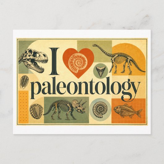 "Ik [Hart] Paleontologie" Briefkaart (Voorkant)
