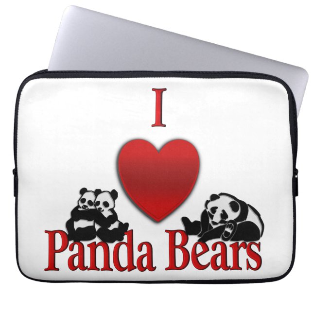 Ik Hart Panda Beren Pret Laptop Sleeve (Voorkant)