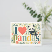 "Ik [Hart] panda's" Briefkaart (Staand voorkant)