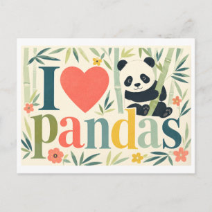 "Ik [Hart] panda's" Briefkaart