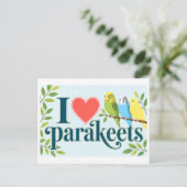 "Ik [Hart] Parkieten" Briefkaart (Staand voorkant)