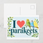 "Ik [Hart] Parkieten" Briefkaart (Voorkant / Achterkant)