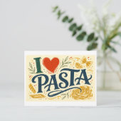 Ik [Hart] Pasta Briefkaart (Staand voorkant)