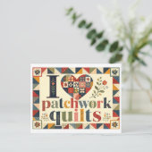 "Ik [Hart] Patchwork Dekens" Briefkaart (Staand voorkant)