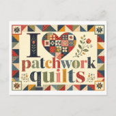 "Ik [Hart] Patchwork Dekens" Briefkaart (Voorkant)