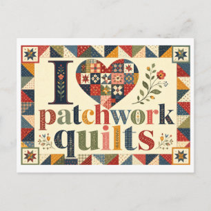 "Ik [Hart] Patchwork Dekens" Briefkaart